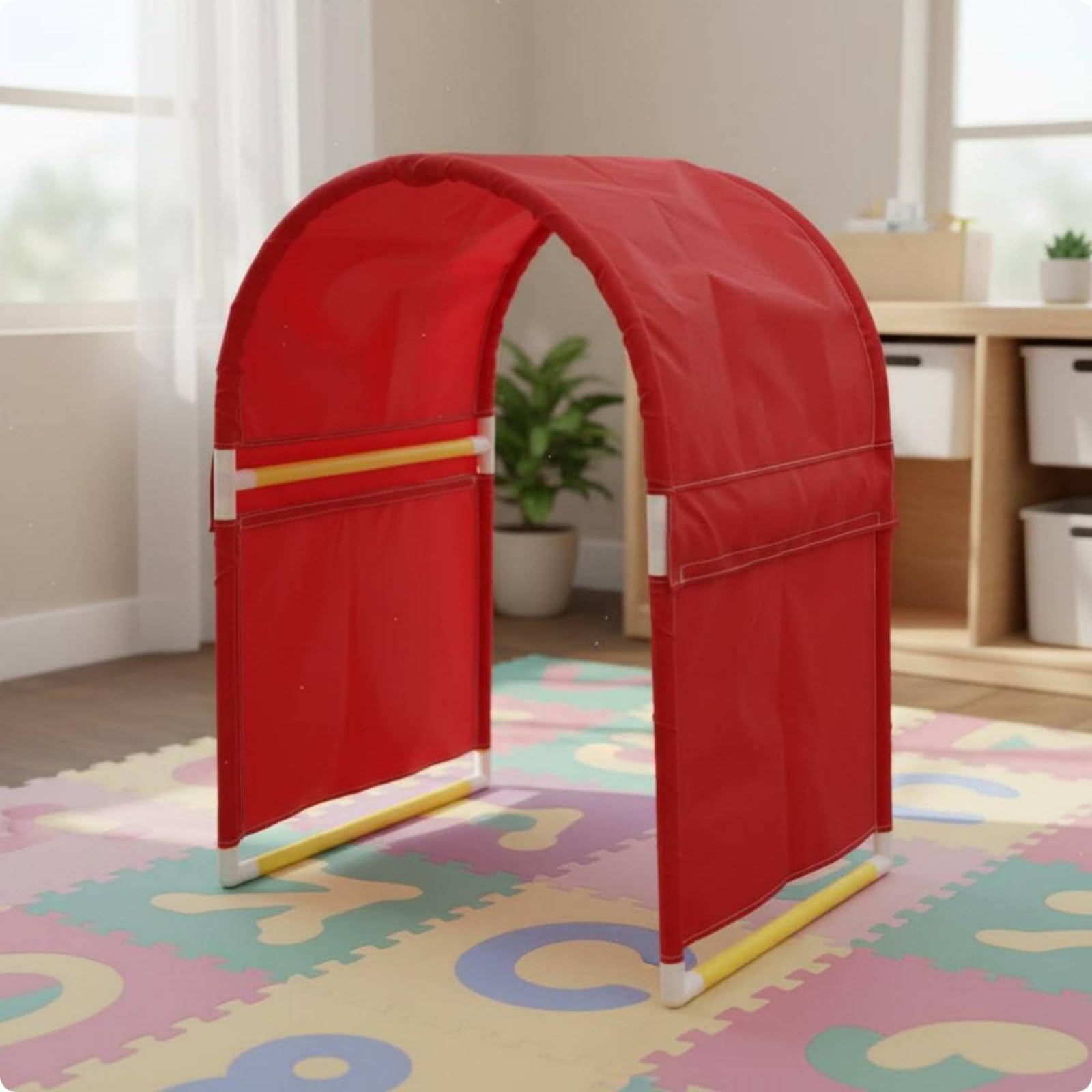 Milageto Regenbogenkriech­Tunnel einfach aufzubauen regenbogenfarbener spieltunnel tragbar bunter krabbeltunnel für vorschulkinder, Gelb