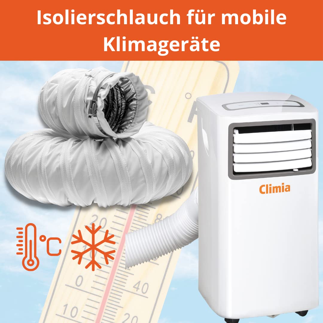 Climia - Tubo di scarico dell'aria condizionata isolato, 1800 mm extra lungo, tubo di ricambio per condizionatori mobili adatto per Climia CMK 2600 (tubo isolante senza adattatore)