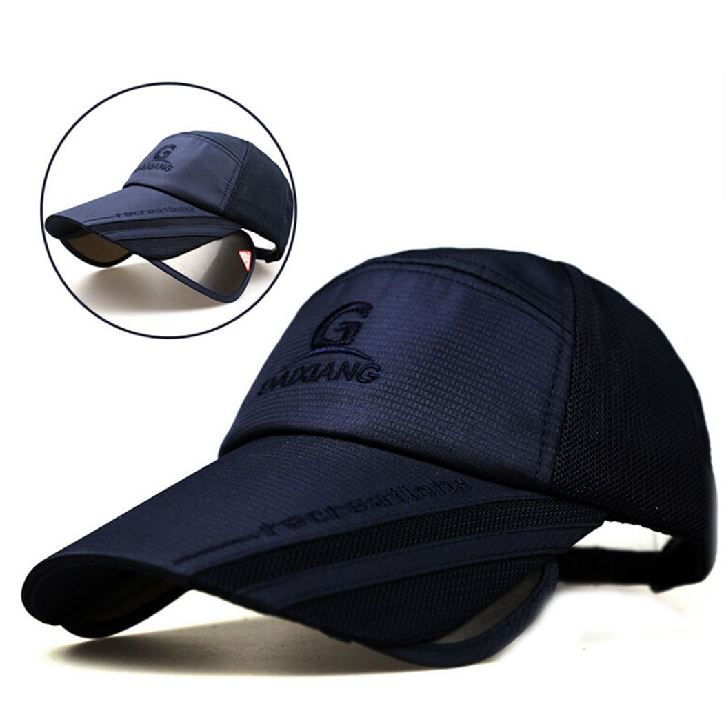 Mens Baseball Hats Anti UV Sun Visor Hat Mesh Caps with Retractable Visor