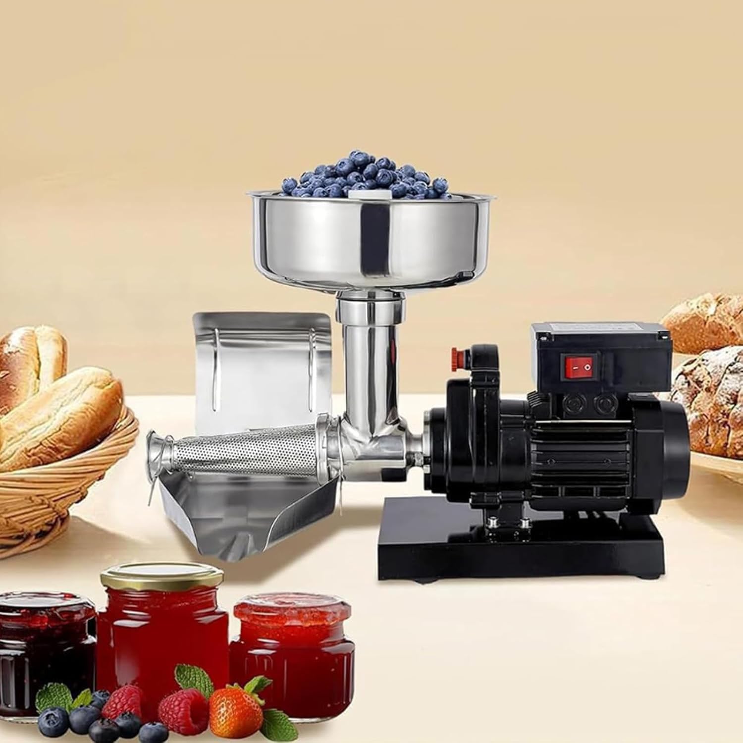 450W elektrisches Tomatensieb Kommerzielle Tomatenmühle Edelstahl Lebensmittelpresse Tomatensauce Maschine Lebensmittelextruder Tomatensauce Tomate