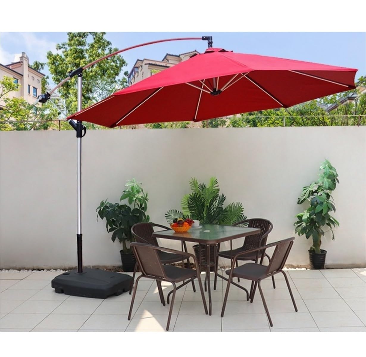 Nowoczesny Parasol Ogrodowy Duży Parasol Ogrodowy O Długości 9,8 Stopy Z Podstawą Ze Stopu Aluminium Poliester Plażowy Do Basenu Ogrodowego Przydomowego Balkon Plażowy