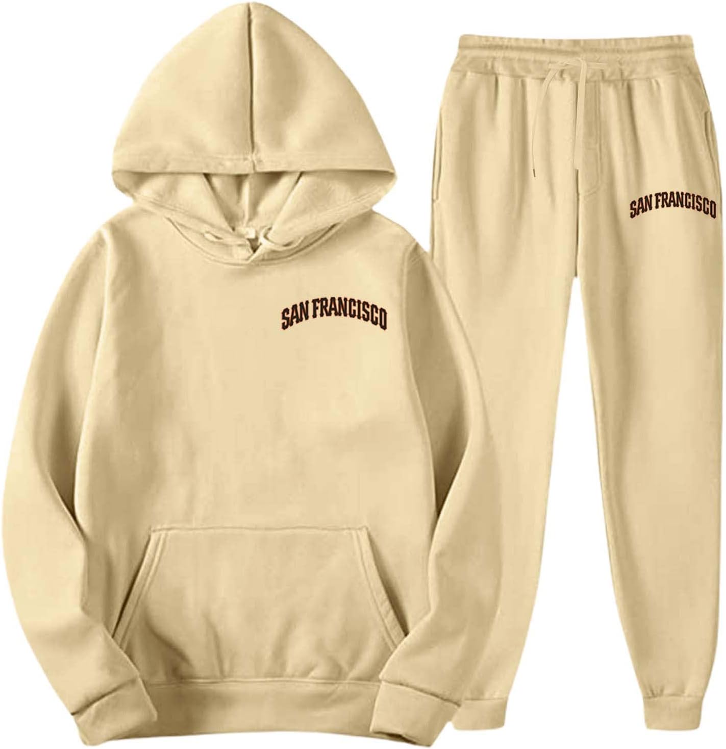 Men San Francisco 2 Piece Tracksuit Hoodie Jogger Pants Multi Color Athletic Running Casual Sports Sweatshirt Pullover Sets