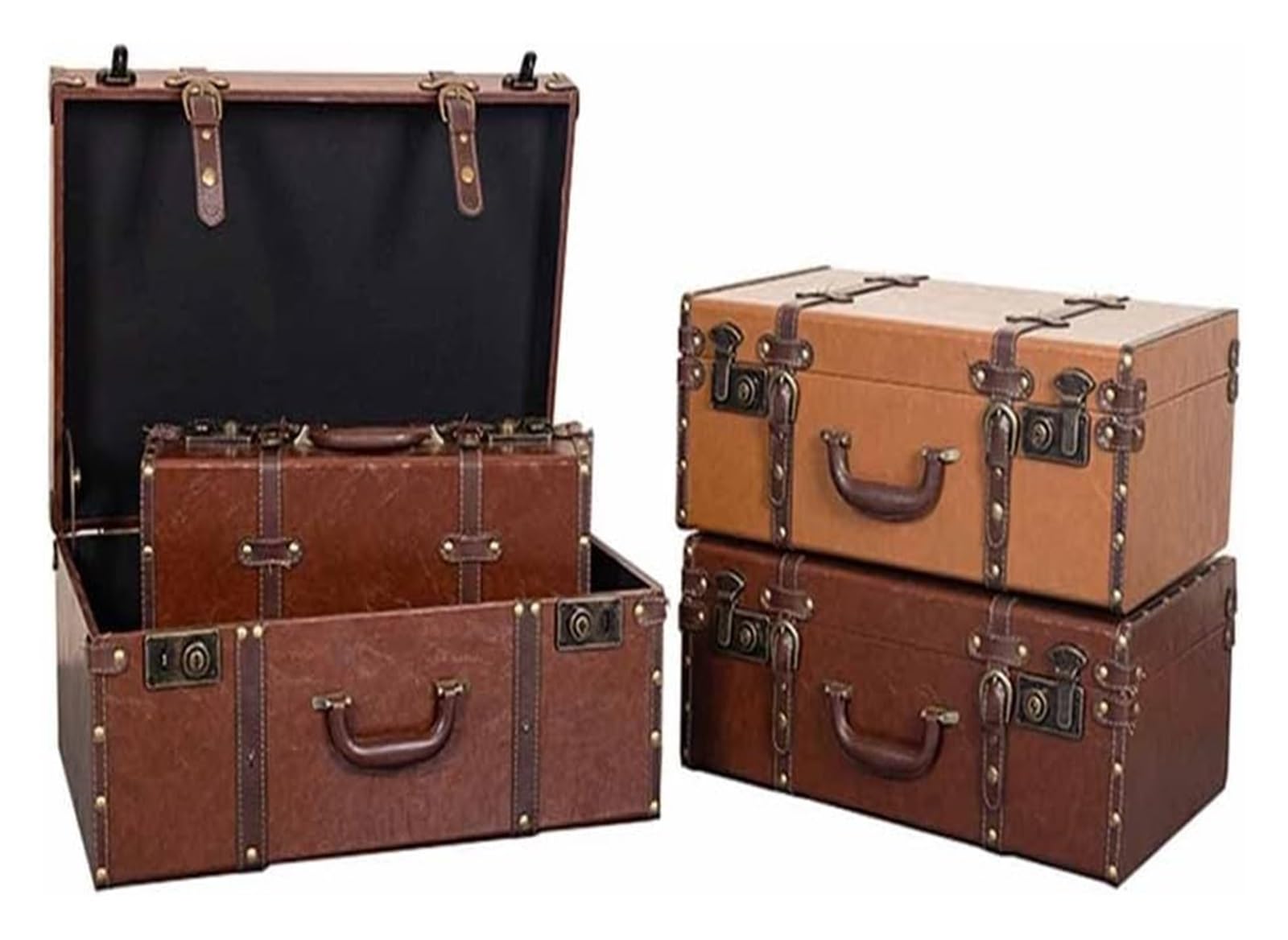 Walizka w stylu vintage, skrzynia skarbów, walizka w stylu vintage, organizer na ubrania, na okno, rekwizyty fotograficzne, pomarańczowa, 60 x 40 x 25 cm