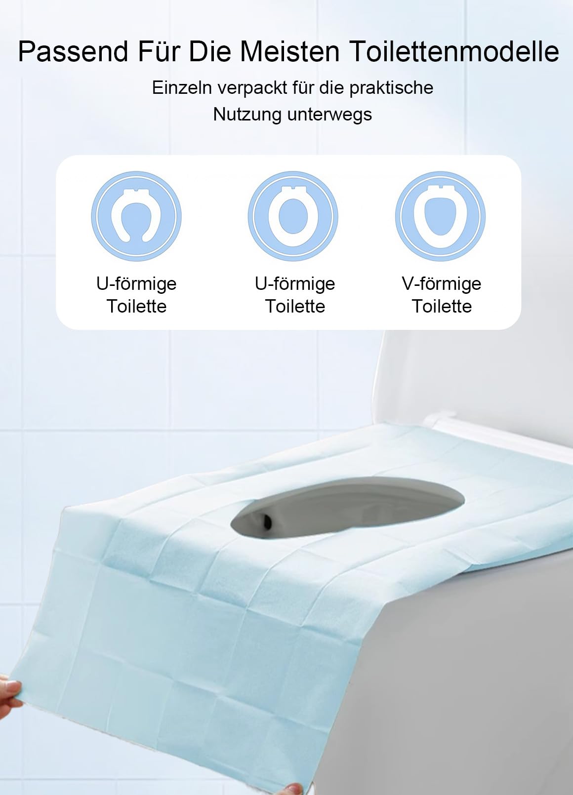 Copriwater monouso 50 pezzi per viaggi toilette pubbliche adulti bambini