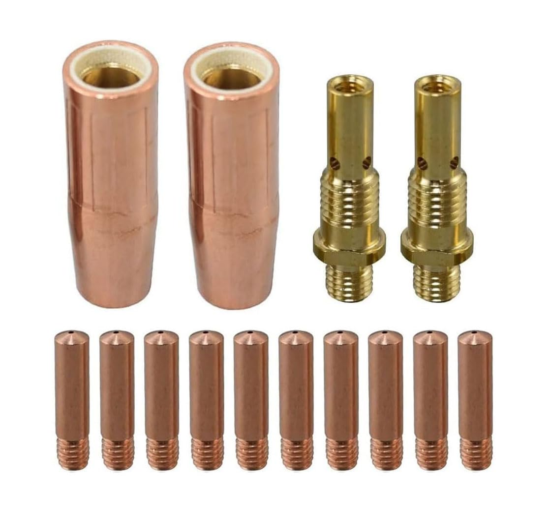 RIVERWELD MIG MAG Contact Tips .030" 0.8mm 11-30 Conical Gas Nozzle 21-50 1/2" Gas Diffuser 35-50 Assorted Size for Lincoln Magnum 100L and Tweco Mini/#1 Welding Torch Gun 14pcs