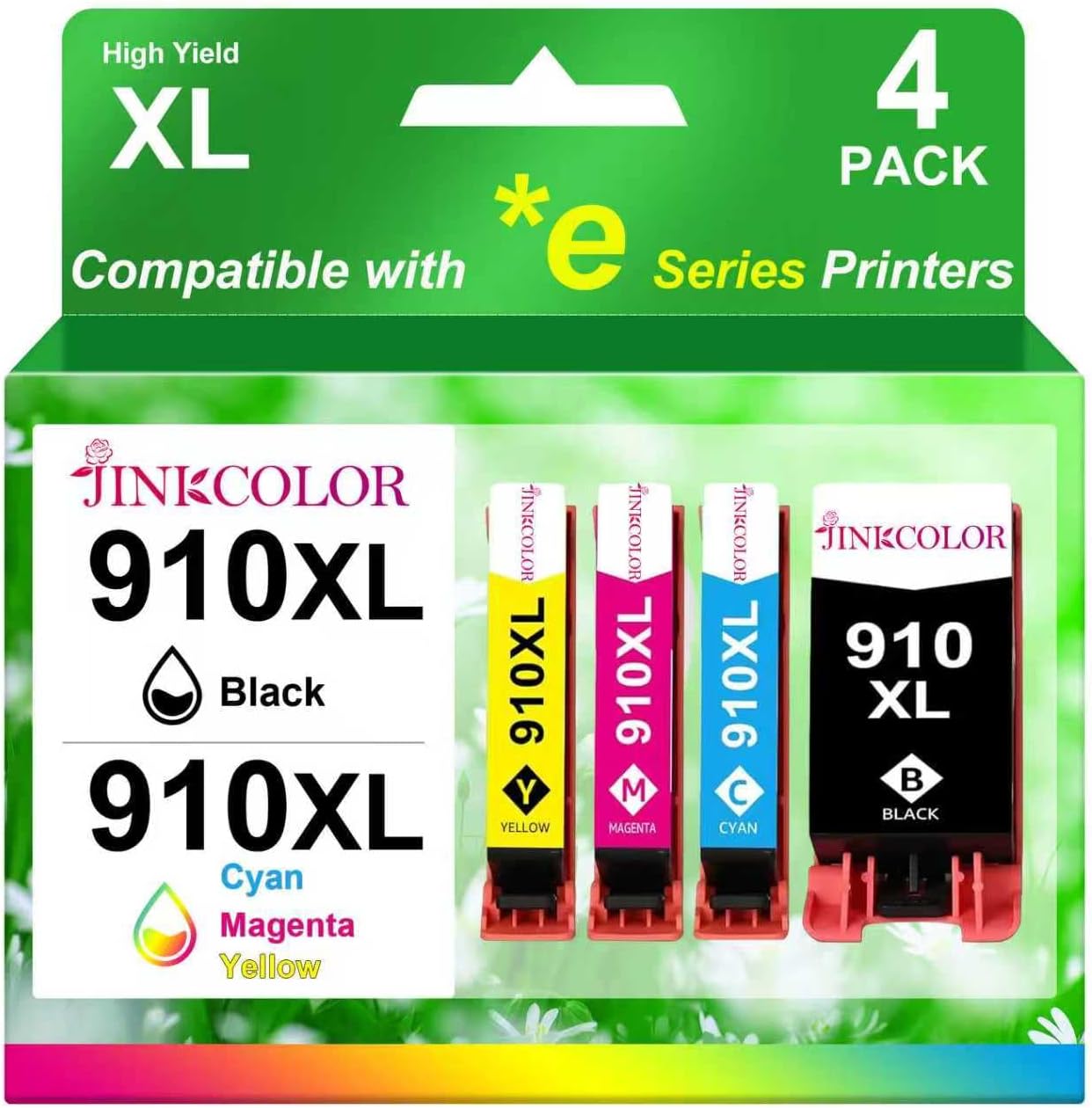 910XL Remanufactured for HP 910XL Ink Cartridges Combo Pack with HP OfficeJet Pro 8015e Ink Cartridges 8025e 8028e 8022e 8035e 8010e Printer (Black/Cyan/Magenta/Yellow)