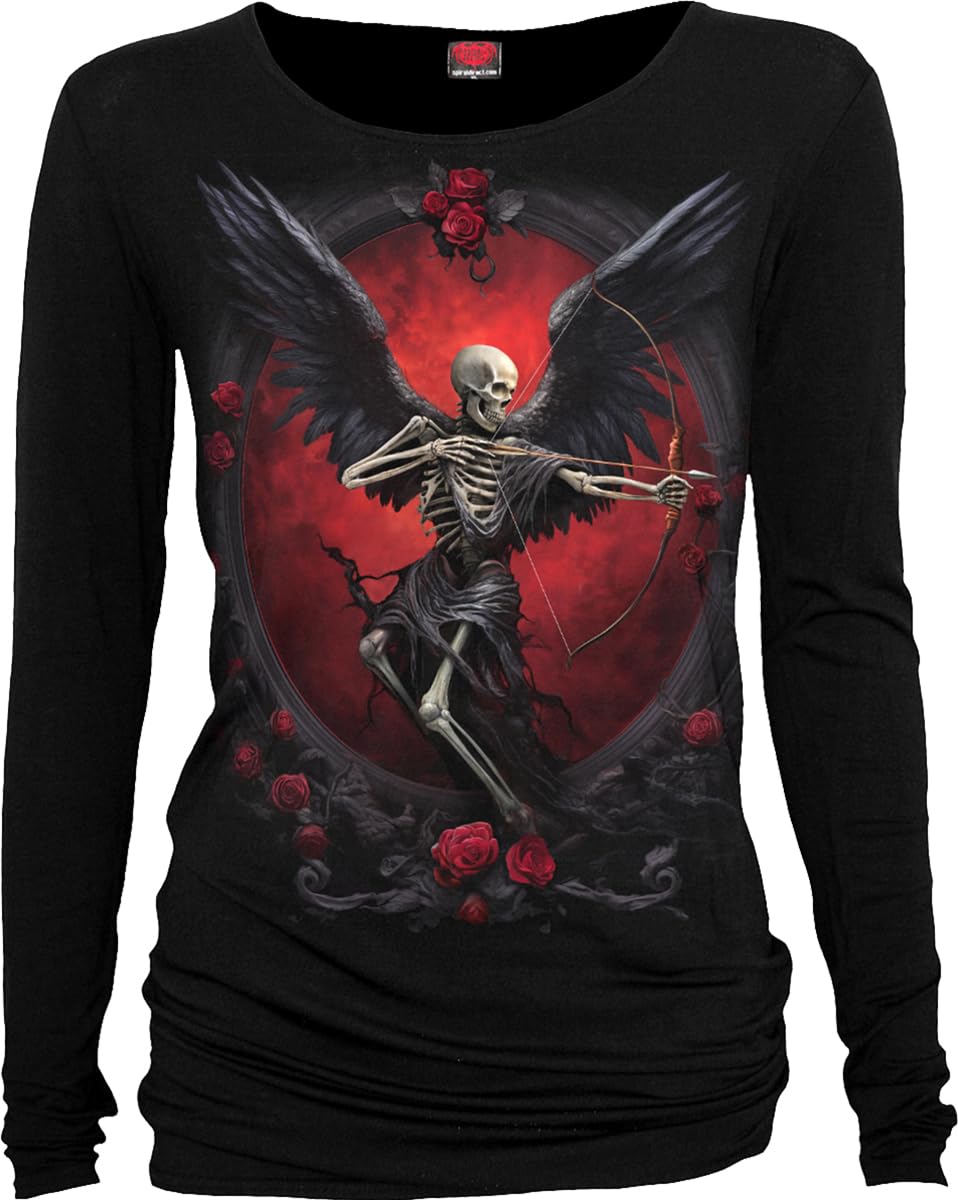 Spiral Women's Black Direct - Cupid's Curse - Baggy Top - Size Xxl - Gothic Valentine Tops - Long Sleeve