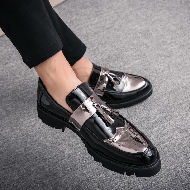 Men's Summer Fashionable Casual Tassel Decor PU Leather Slip-on Shoes, Office Tassel Loafers, Simple Design Elegant Plain Loafers, Business Style Temperament Flats for Daily Wear, Footwear Work Shoes4