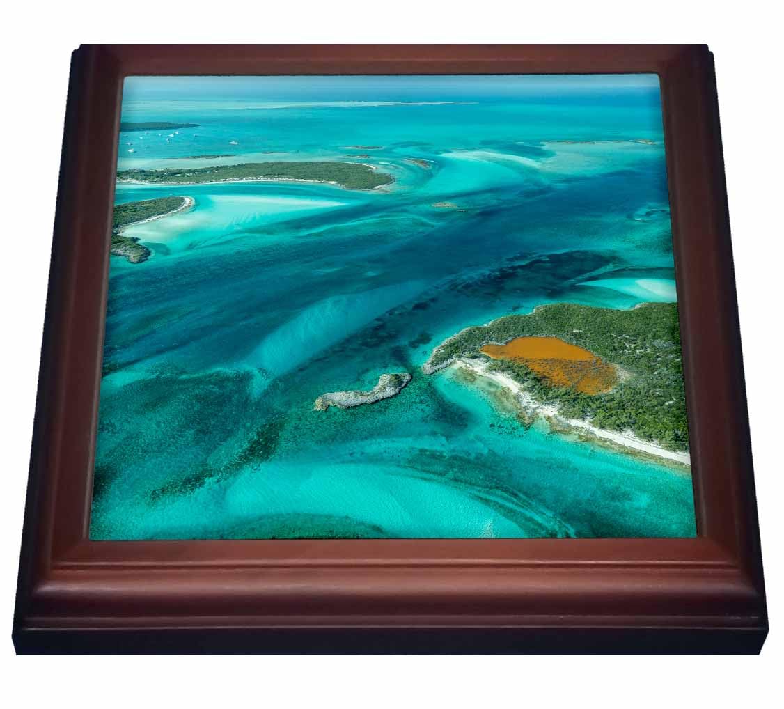 3dRose Aerial Over Tropical Water And Islands, Exuma Chain, Bahamas Trivet With Tile, 8