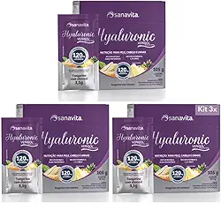 Kit 3x Hyaluronic Verisol Sanavita - Ácido Hialurônico 120mg com Colágeno Verisol (90 sachês) (Kit 3x Tangerina com Abacaxi)