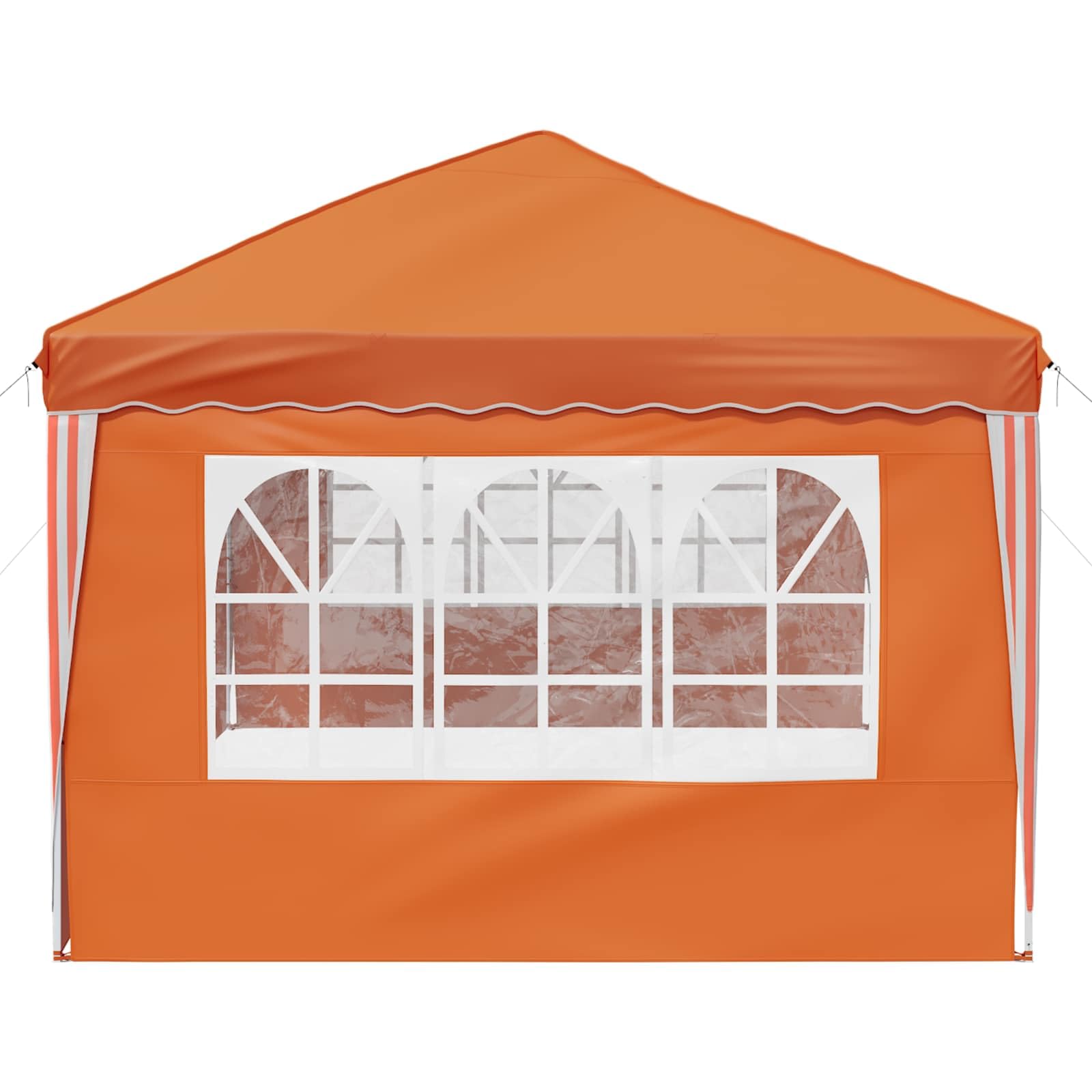 Namiot imprezowy Pop-up 575 x 289 x 245 cm, pomarańczowy, z malowaną proszkowo stalową ramą, poliester Oxford 210D, odporny na warunki atmosferyczne, odporny na działanie promieni UV, składany