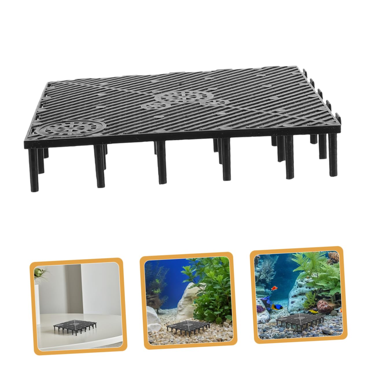 COLLBATH Aquarium Bodenfilter Platte in Schwarz 10 Stück aus Kunststoff und Einfacher mit Hoher Filtrationseffizienz für Süßwasser und Salzwasseraquarien