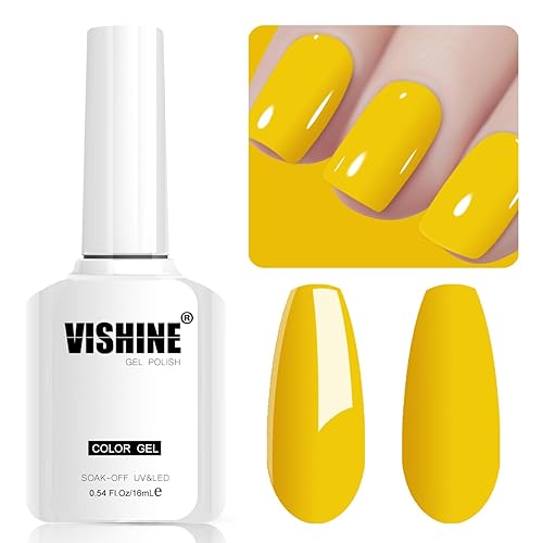 Miniatura 2 de Vishine Esmalte de uñas en gel de 0.6 fl oz, 1 unidad, color amarillo canario, esmalte de uñas de larga duración, esmalte de uñas en gel para otoño,