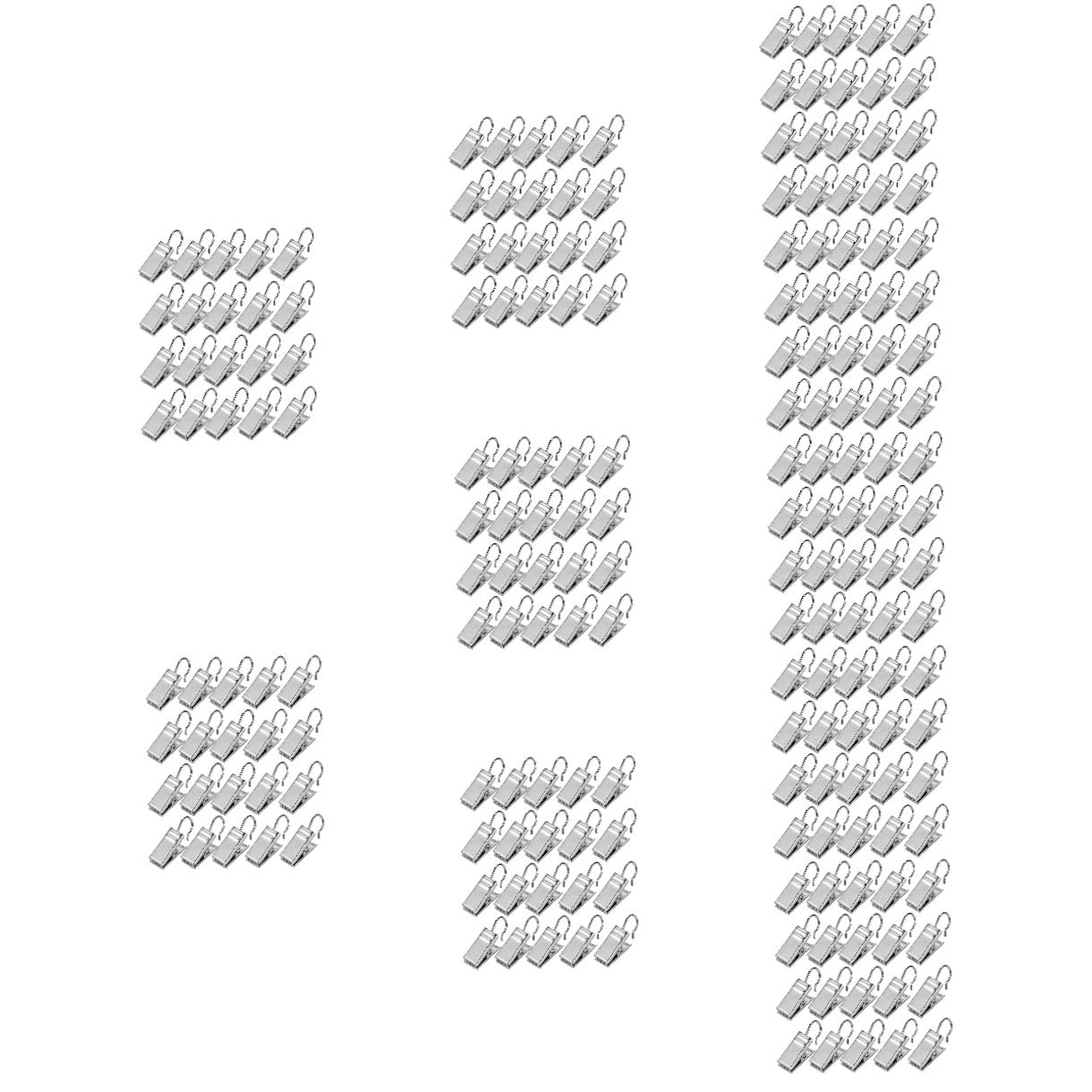 ABOOFAN 10 Sätze Lichter Aufhänger Multifunktionsbügel Mehrzweckhalter Gardinen Klemmen Kordelklemme Kabelklipse Kompakte Clips Netz Pole Duschklammern Gardinenclips Silver 120 Stück * 10