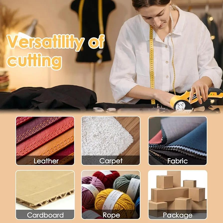 Image of Cordless Electric Scissors,4V Cardboard Cutter,Rechargeable Rotary Cutter for Cutting Cardboard,Leather,Packages,Plastic,with Safety Lock