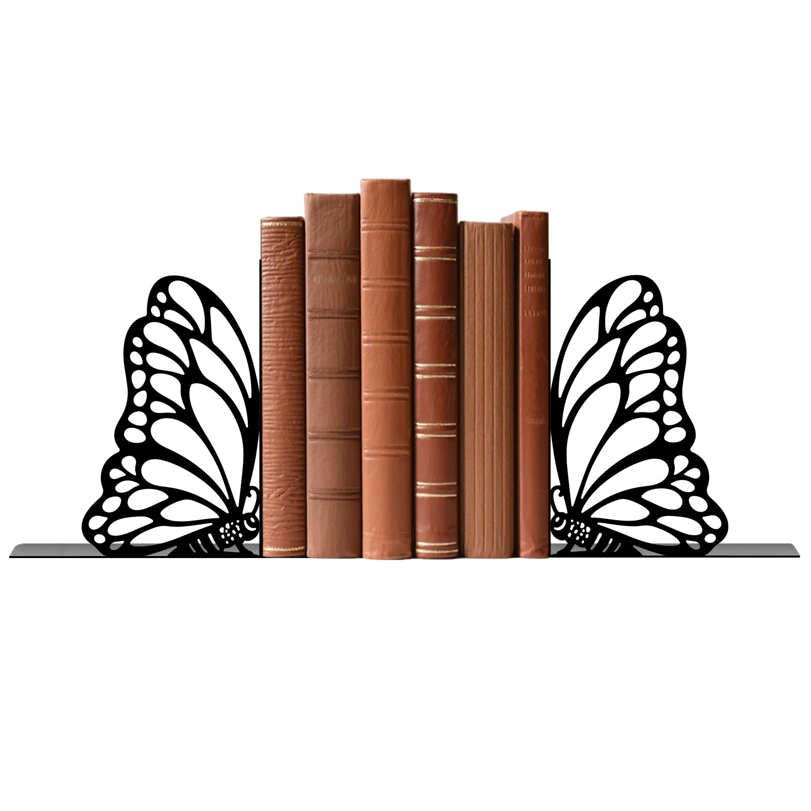 TWINKLEMON 1Pair Metal Butterfly Book Ends for Shelves,Black Bookend Quirky