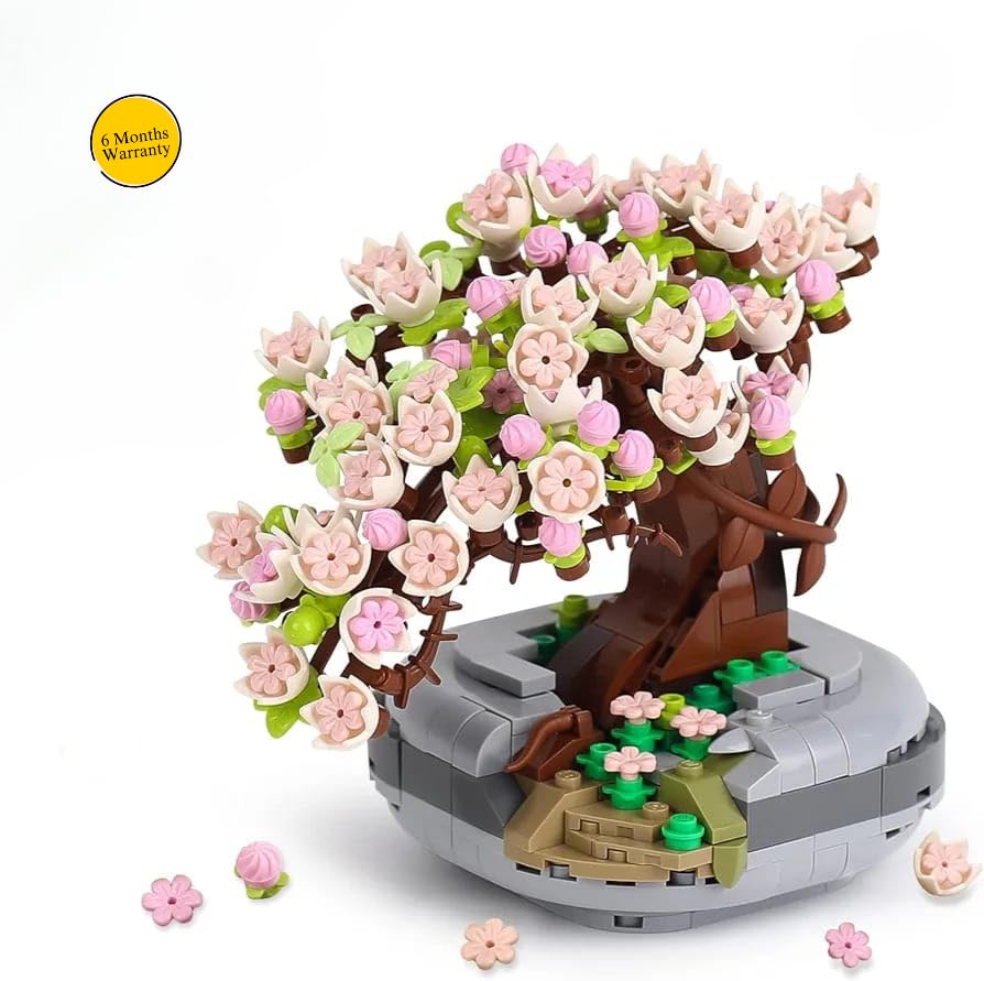 Image of SKY LINE OCEAN Kid Mini Bricks Building Blocks Sakura Tree Model || 6 Months Structural Warranty || (426+ Pcs)