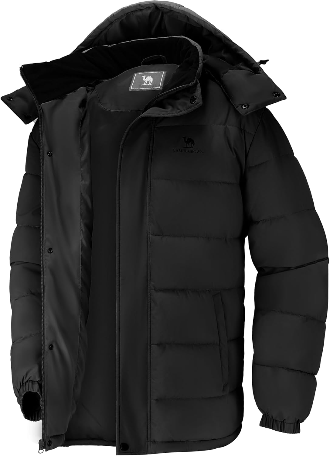 Mens Winter Coats Warm Jacket with Detachable Hood Water-Repellent Windproof Parkas Casual Jackets