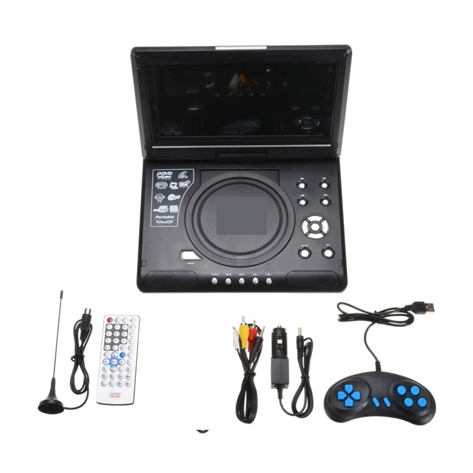2022 Nouveau 9.8 Pouces Portable Maison Voiture Lecteur DVD VCD CD Jeu TV Lecteur USB Radio Adaptateur Prise en Charge FM Radio réception - DVD Portable