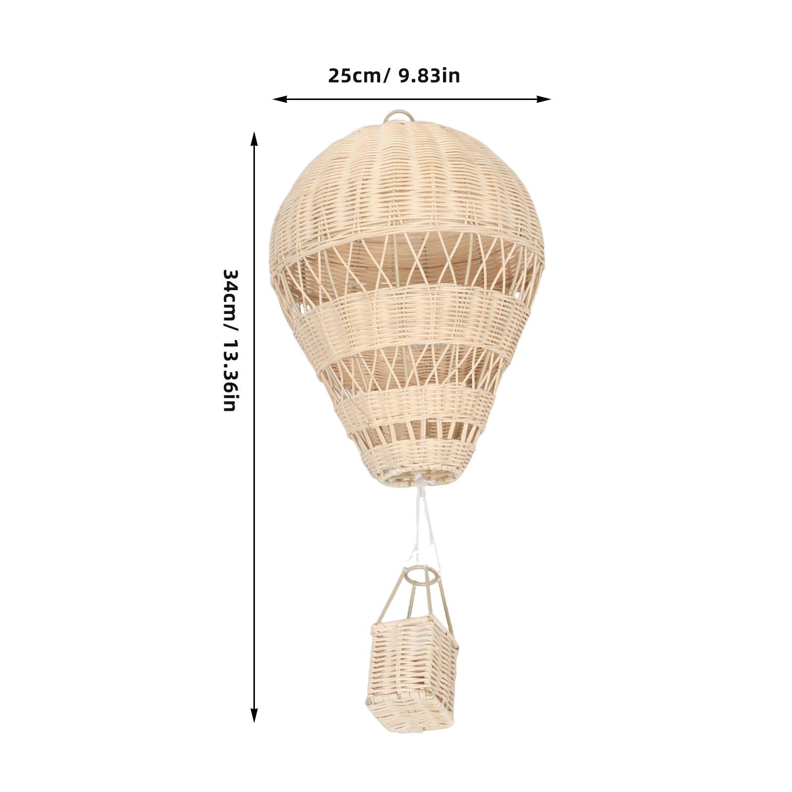 Operitacx Handgewebter Pastoraler Stil aus Rattan Heißluftballon mit Lichterkette Dekorative Deko Hängende für Kinderzimmer und Wohnzimmer
