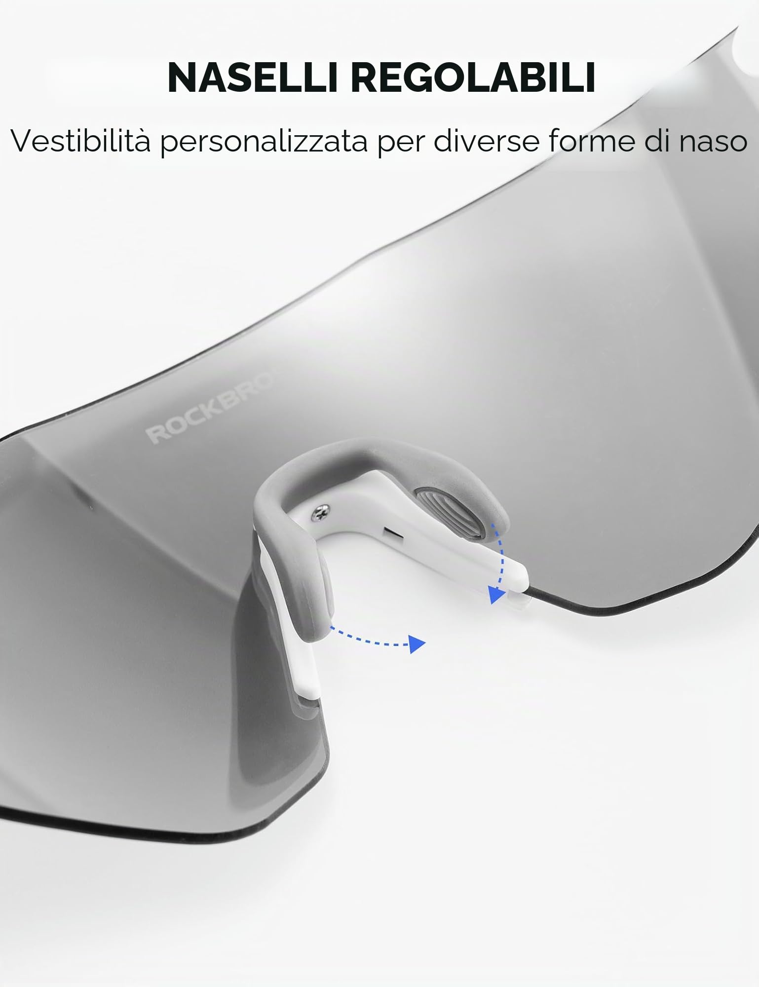 ROCKBROS Occhiali Ciclismo Fotocromatici TR90 Ultraleggero 24g | Protezione UV400, Nasello Regolabile Antiscivolo, Uomo Donna, Occhiali da Sole Sportivi per Bici MTB Corsa Pesca