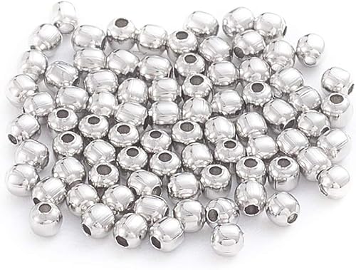 Miniatura 5 de Pandahall - 500 cuentas espaciadoras redondas lisas doradas de 0.118 pulgadas de acero inoxidable 304 sin costuras, cuentas pequeñas de metal para