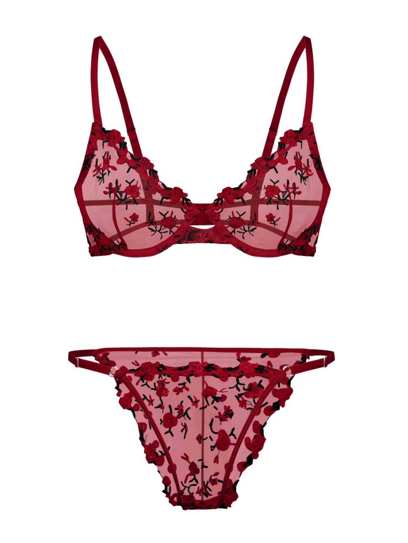 Lilosy Sexy Lingerie Set 2 Piece Women Push Up Bra and Panty 3XS-5XL