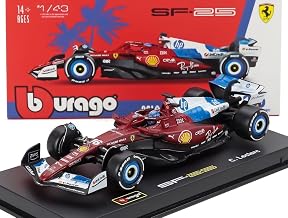 ブラーゴ 1/43 フェラーリ F1 SF-25 ＃16 シャルル・ルクレール 2025 マイアミGP Bburago Charles Leclerc ドライバー付きモデル [並行輸入品]