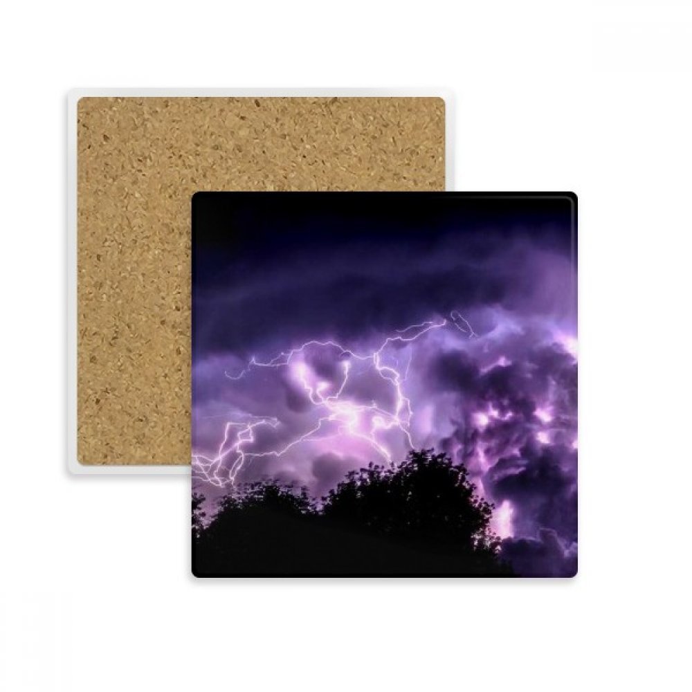 Dessous de verre en pierre contre les traces de tasse violet thunder night sky 2 pcs