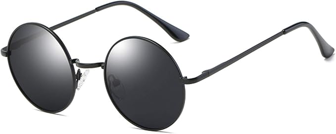 Amazon Glasses Trust 偏光 丸型 サングラス 丸サングラス ラウンド ファッション丸メガネ Uvカット 軽量 偏光ブラック ブラックフレーム サングラス 通販