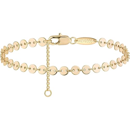 MEVECCO Bracelet for Women 14K Gold Plated Dainty Chain Simple Jewelry Cute Handmade Minimalist for Her