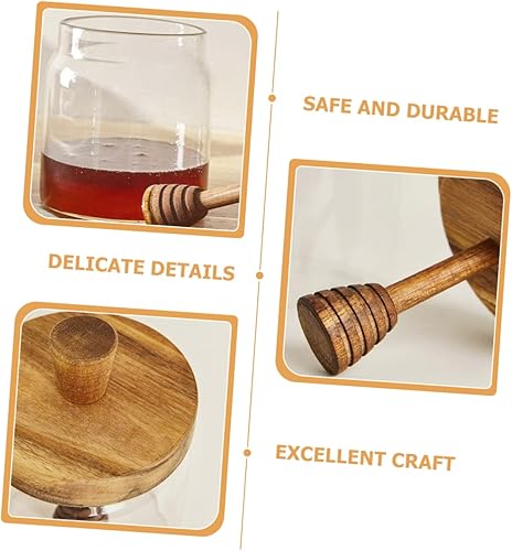 Miniatura 5 de Hemoton Tarro de miel con tapa y recipiente de vidrio para almacenamiento de cocina, contenedor versátil, ligero y conveniente para uso doméstico