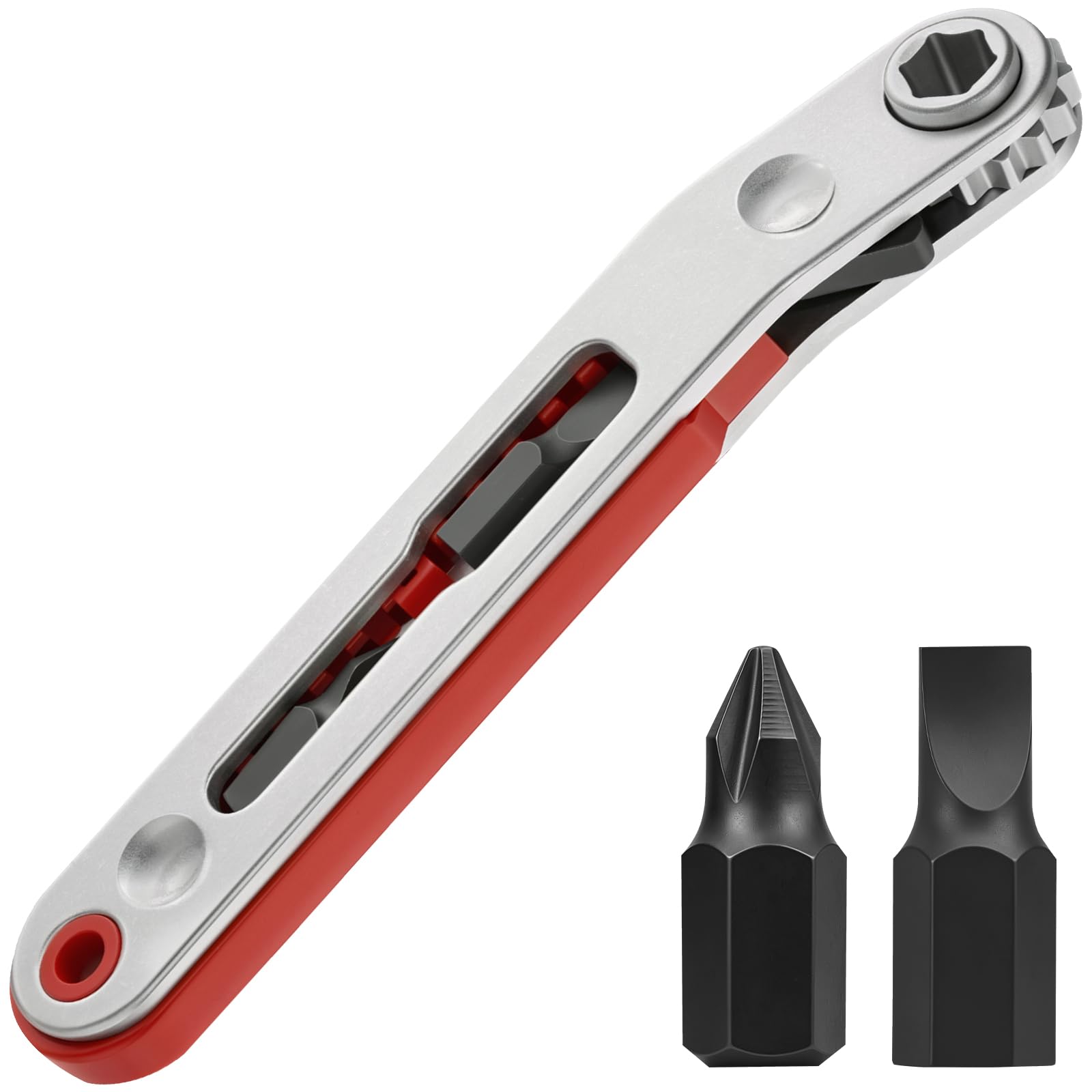 Mini Ratchet Wrench Screwdriver Set 1/4'' Hex Bit Drive Magnetic Small Ratcheting Offset Screwdrivers for Tight Areas Repairs