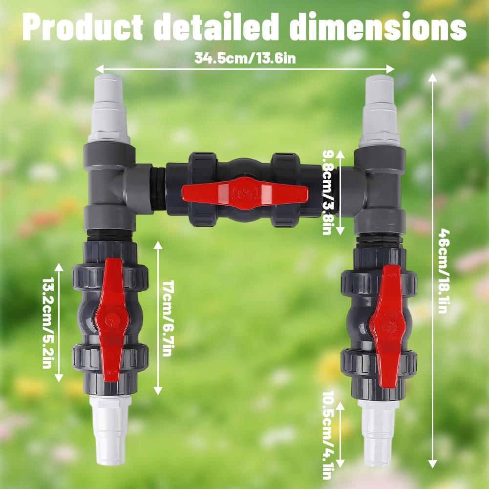 Bypass Pool Set Ø 50 mm Wärmepumpe Pool Anschluss-Set, Poolheizung Wärmepumpe Solar Heizung Pool Bypass mit 32mm 38mm Schläuchen,Steuerung der Wasserzufuhr für eine optimale Temperaturregulierung
