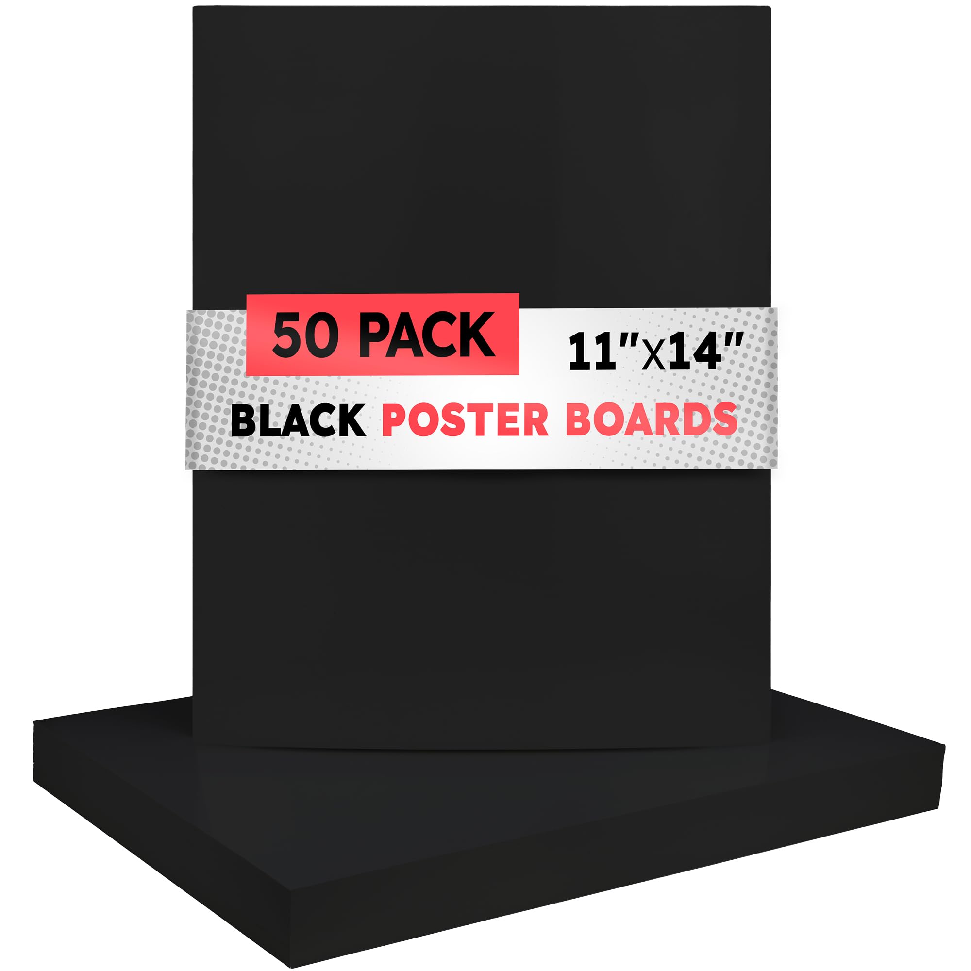 Hygloss Black Poster Board 11 x 14-50 Count Bulk Pack, 10 Pt. Thickness