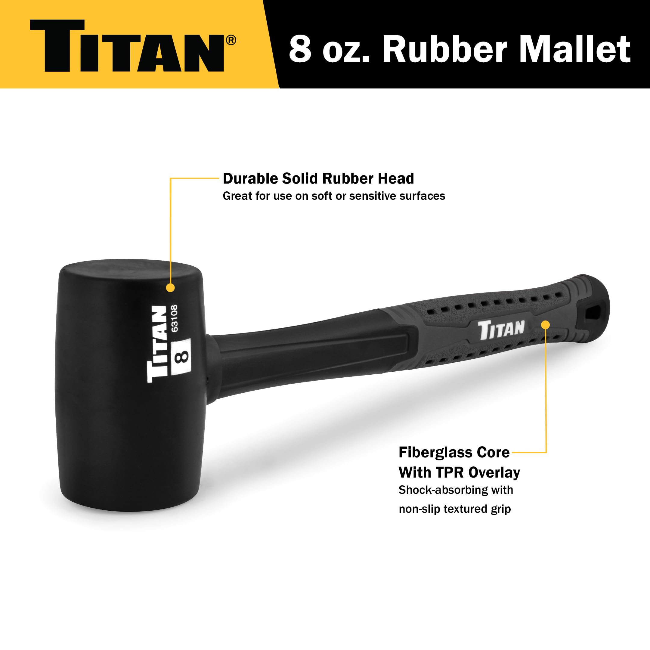 Titan 63108 Maillet en caoutchouc 227 ml