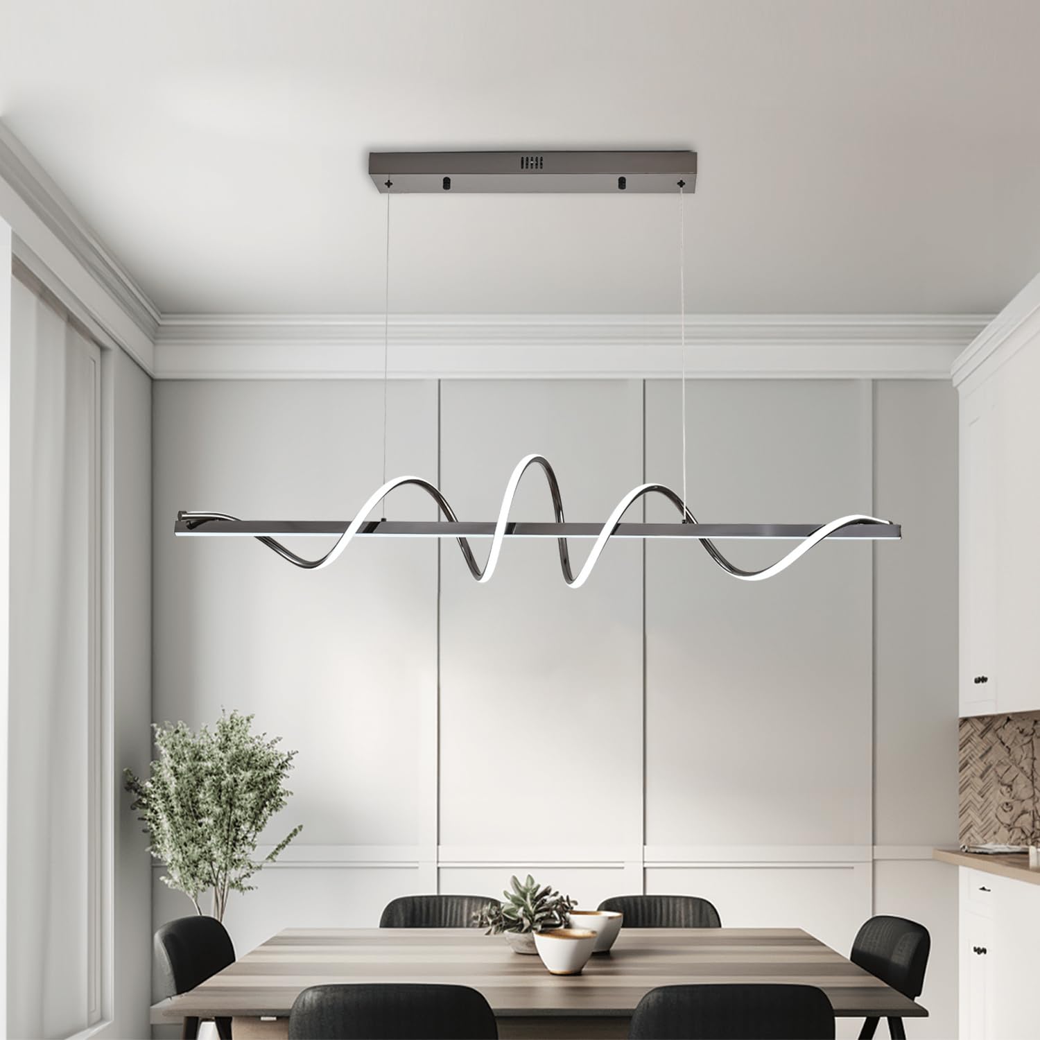 Hängelampe LED Pendelleuchte Esstisch, Hängeleuchte Dimmbar Esstischlampe 3000K-6000K, (Galvanisiertes Schwarz) | Kreative moderne Deckenleuchte, perfekt für Kücheninsel, Esszimmer, dekorative Beleuchtung über dem Esstisch