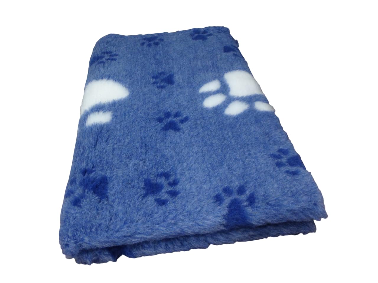 Vet-Bed Softbed Dry-Bed Hundebett Hundedecke Vetbed Trockenbett rutschfest 30mm (Blau mit großer weißer Pfote, 160cm x 100cm)