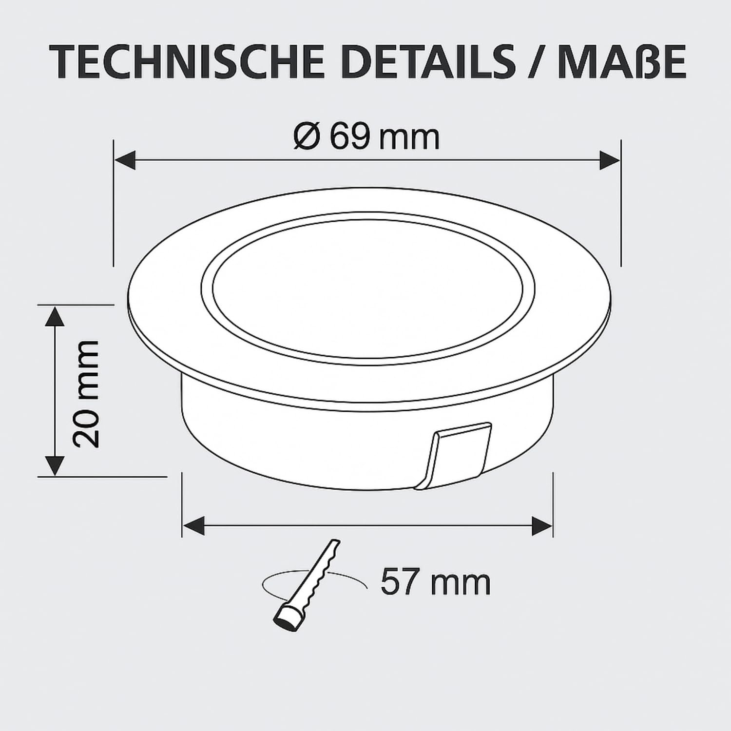 ADAKAT Zestaw 2 sztuk, w pełni metalowy reflektor do zabudowy G4 12 V, szklana pokrywa, montaż 60 mm