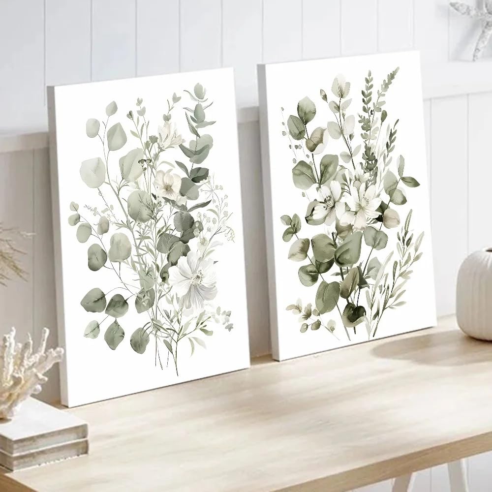 GOSRD Leaf Plant Art Oil Painting Canvas Prints Wall Decor Home Living Room Decorations(70x100CM-2pcs/Frameless)