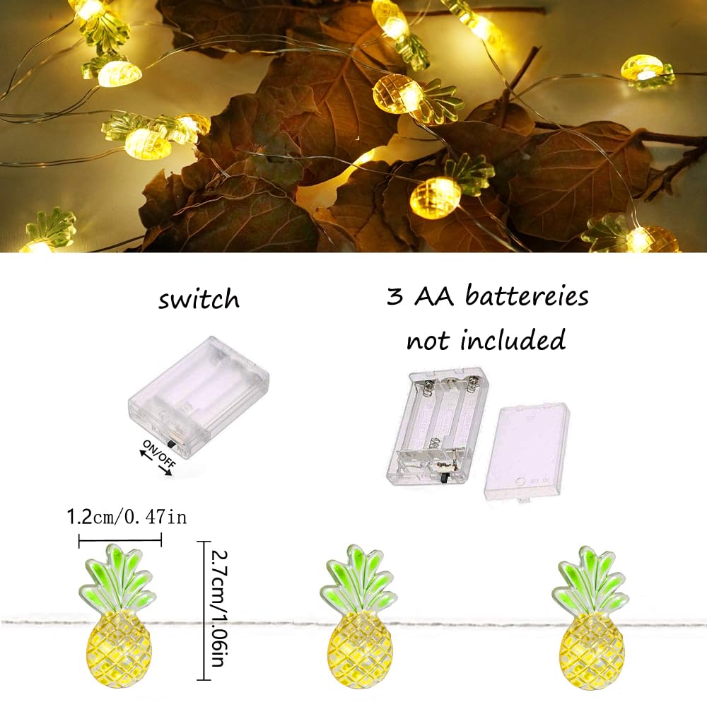 40 LED Pineapple String Lights, 8 Modes Pineapple Fairy Lights Battery Operated Without Remote Control for Wedding, Party, Festival, Indoor, Outdoor