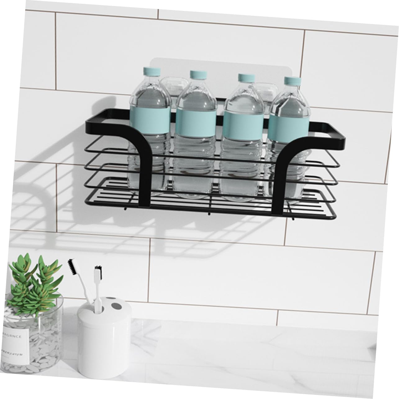 Anneome Estante de Ducha Adhesivo Negro de Acero Inoxidable 304 sin Taladro