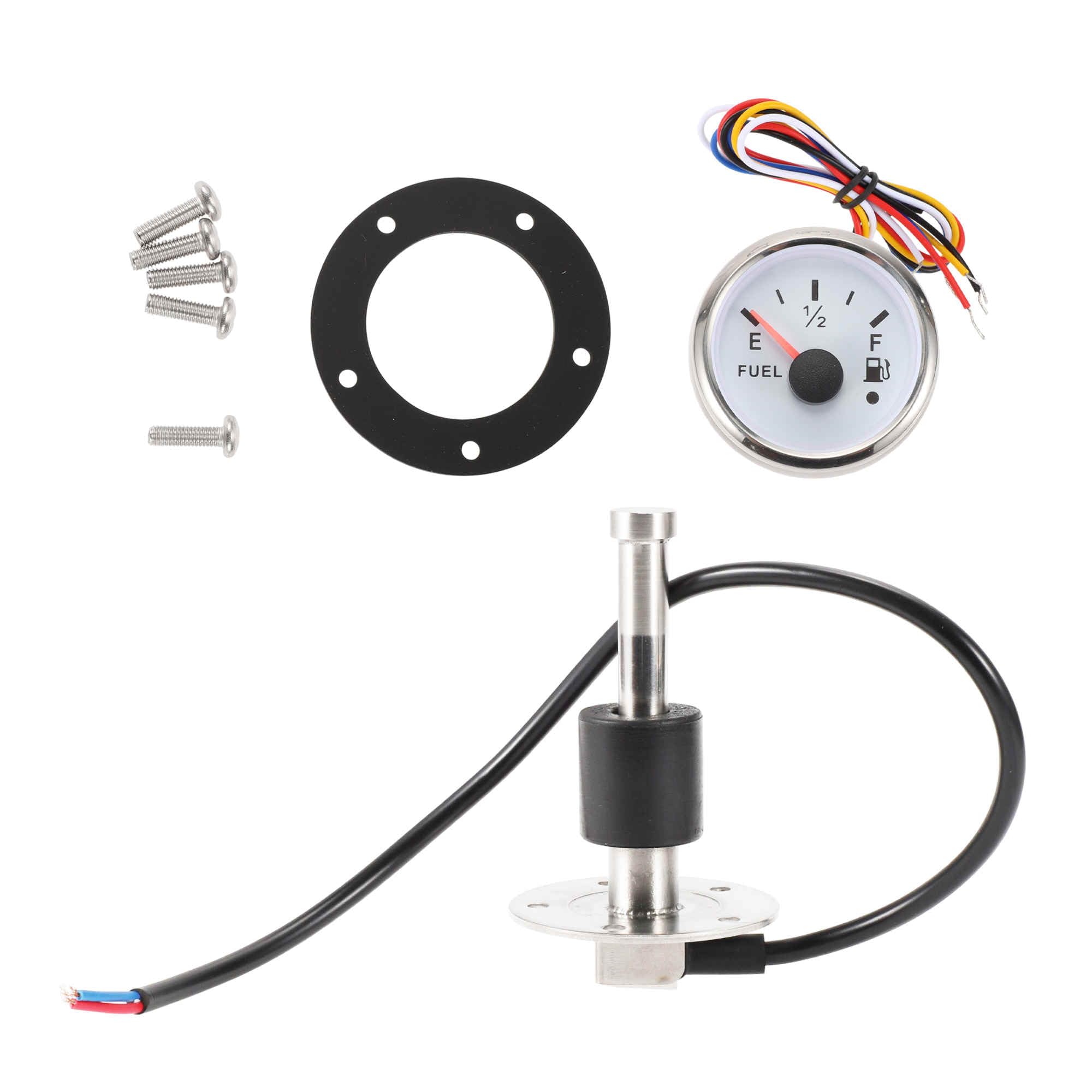 A ABSOPRO 100mm Fuel Sending Unit and Gauge Kit 3.9" for Boat Vehicle Truck RV Fuel Sending Unit Marine Fuel Sender Unit