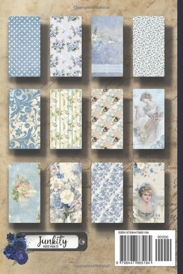 Blue Vintage Ephemera Dominos For Crafters: Rectangle Pendant Art Collage Sheets image 3