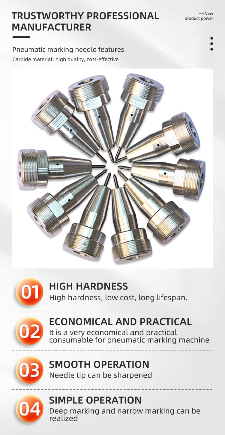LYXC Carbide Marking Needle for SFX Pneumatic Marking Machine Deep Marking (ZS-Marking-15080, φ6*110mm)