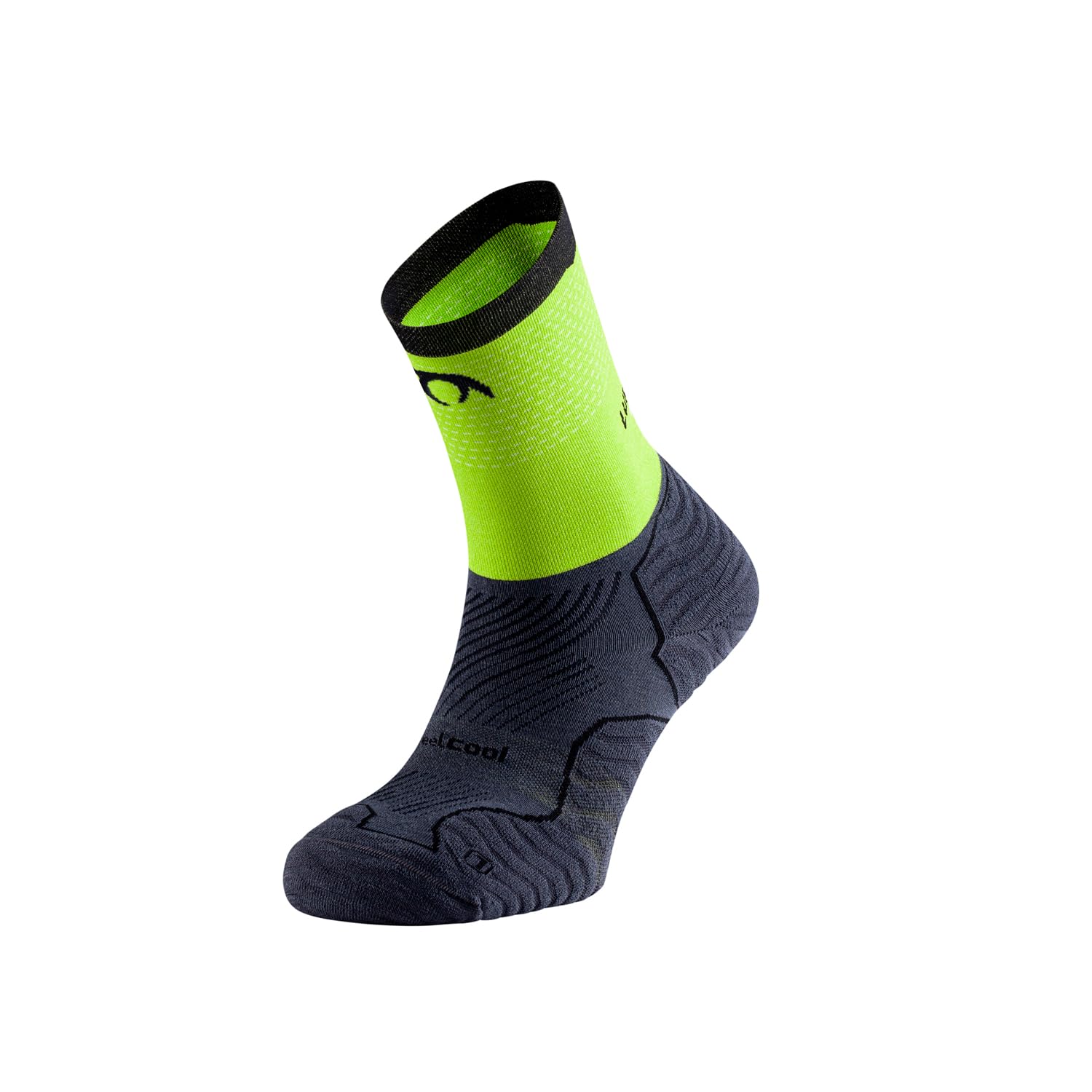 Lurbel Tiwar Five Running Socks, Seamless Socks, Anti-Blister Socks, Breathable Socks, Dark Grey/Pistachio, S