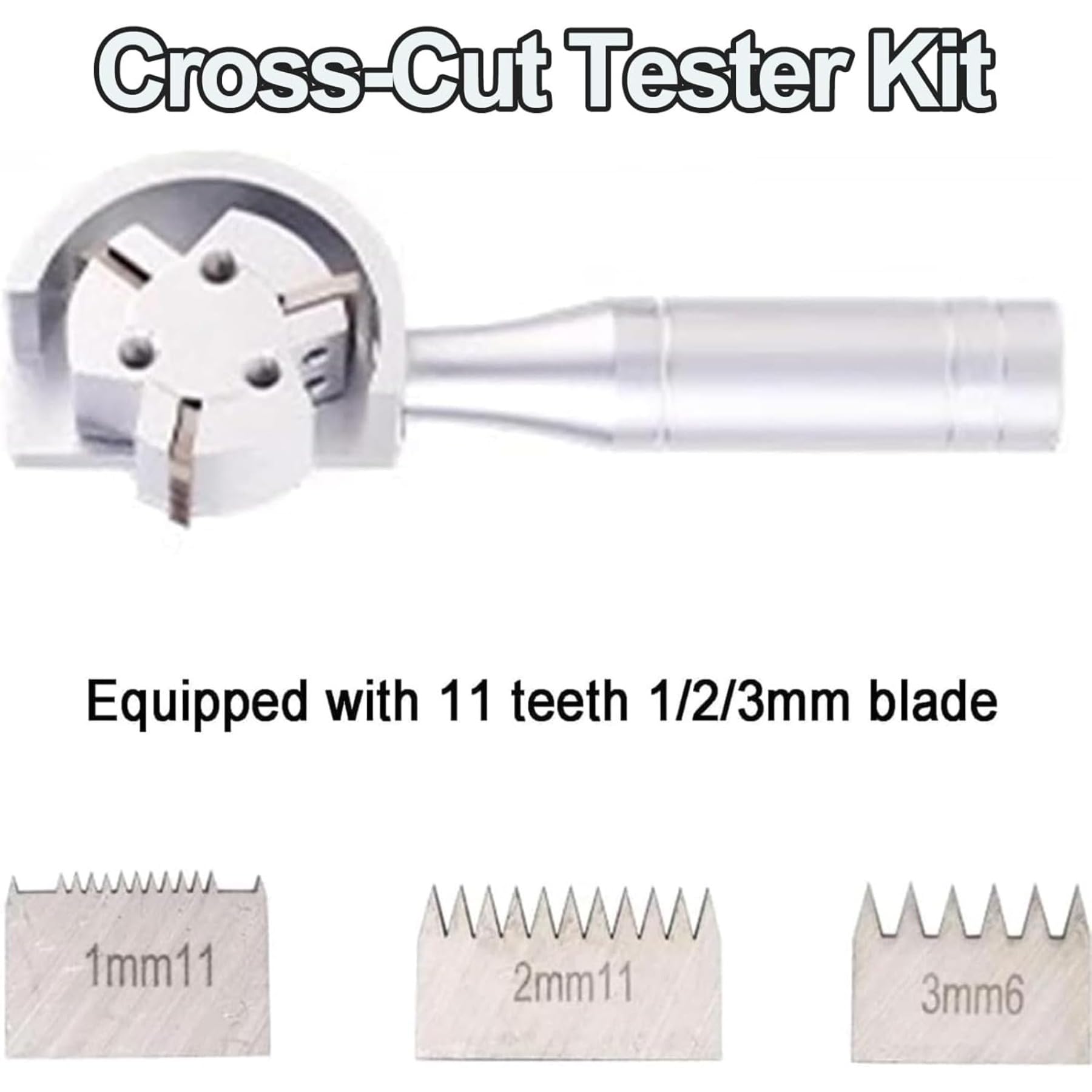 Kit de comprobador de adherencia de corte cruzado con cuchillas de 1 mm/2 mm/3 mm, cinta adhesiva, llave inglesa y lupa para evaluación de revestimientos, fácil de usar y fiable para resultados