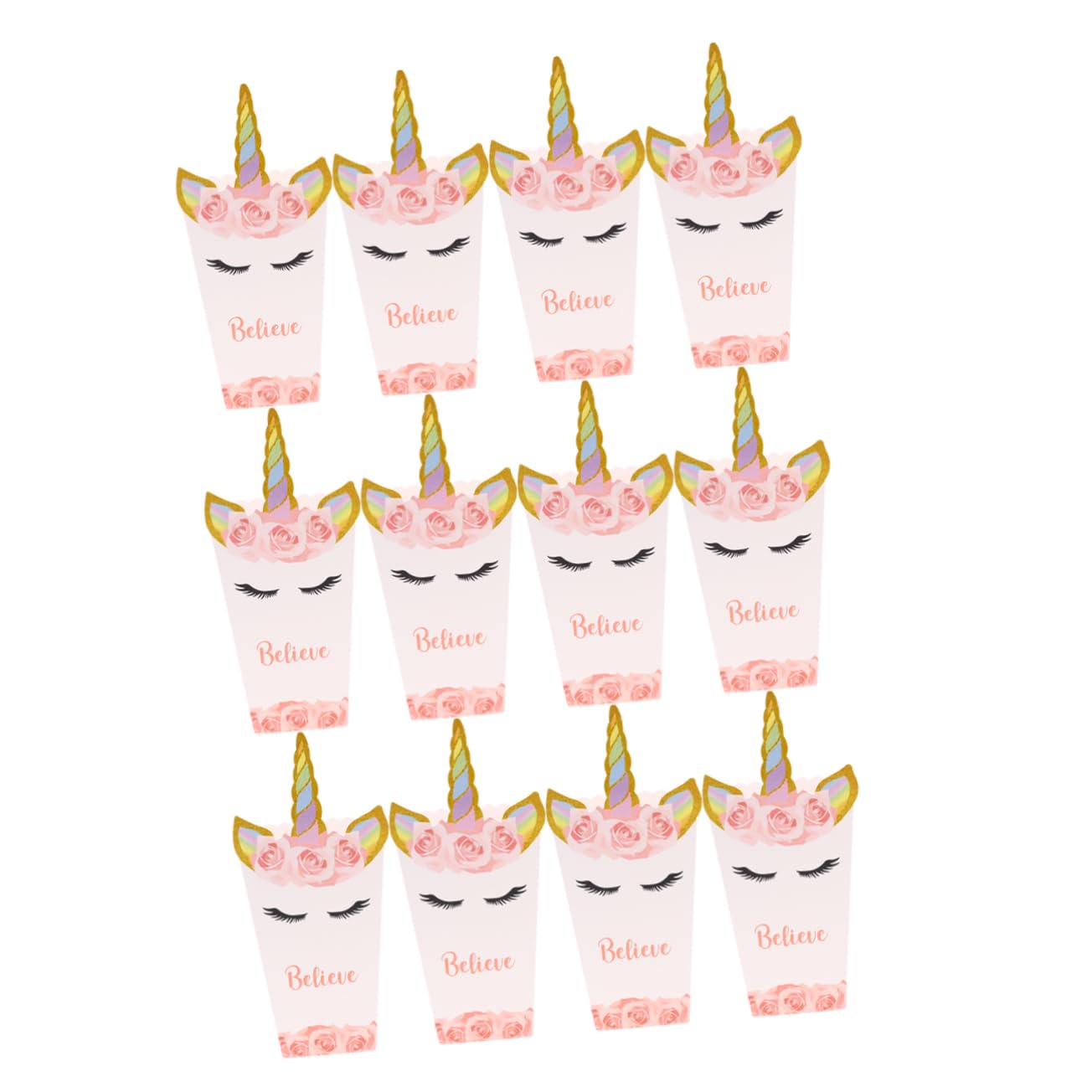 Cabilock 12pcs Unicorn Paper Popcorn Boxes White Boxes for Popcorn Popper Storage Funny Lightweight