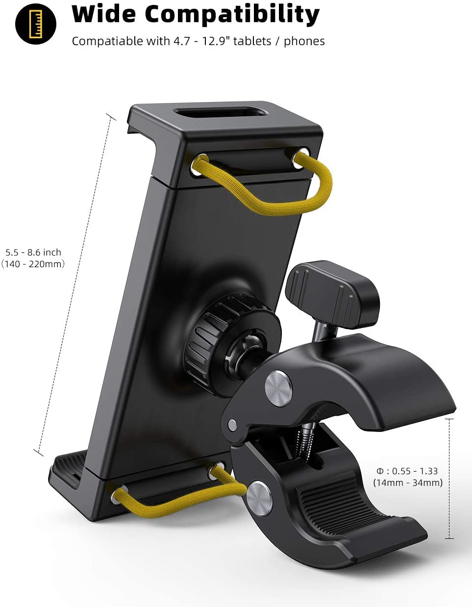 Lamicall Supporto Universale per Tablet 4.7-13" iPad Pro Samsung Tab, Ciclismo Spinning - Nero