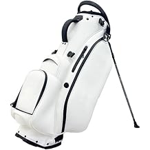 Golf Club Holder Lightweight Golf Stand Bag Zippered Pockets Adjustable Dual Straps Rack StorageWhite